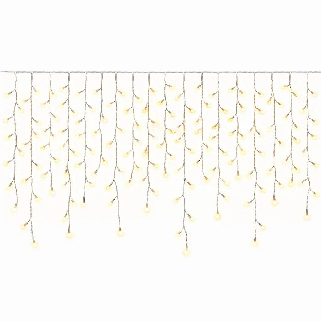 Easy Fix Interiér LED rampouchy světelné krápníky 300 × 90 cm, teple bílá, 174 diod, čirý kabel IP20, prodlužovací