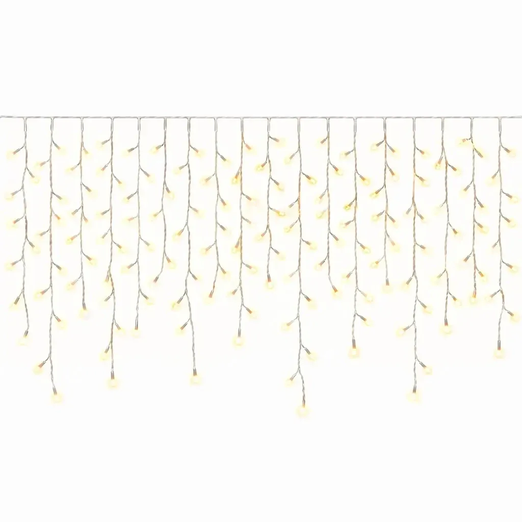 Easy Fix Interiér LED rampouchy světelné krápníky 300 × 90 cm, teple bílá, 174 diod, čirý kabel IP20, prodlužovací