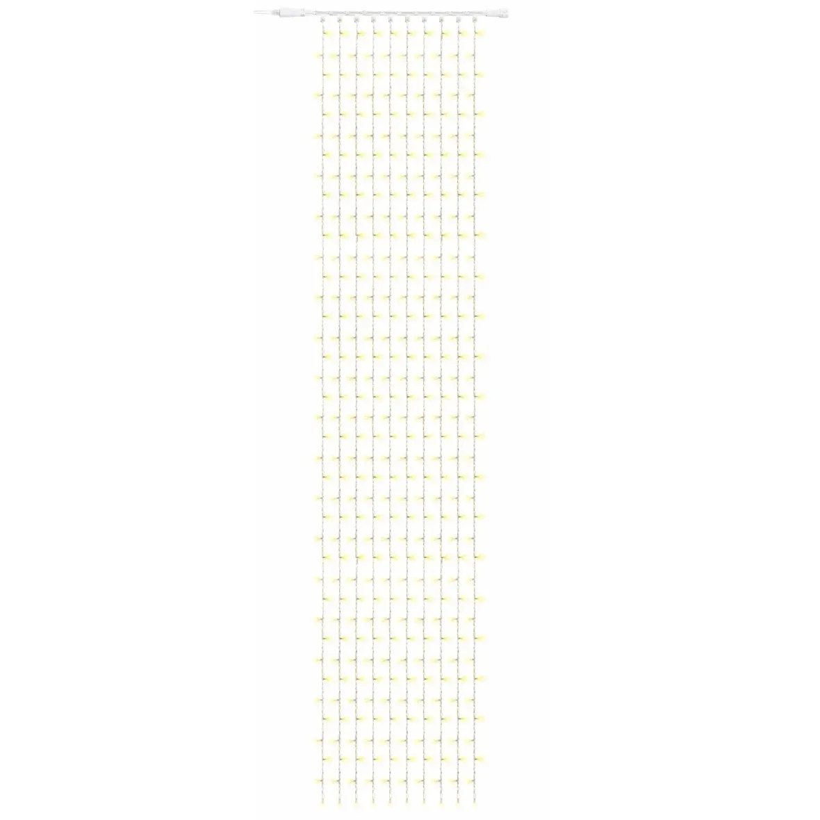 Easy Fix LED světelný závěs venkovní 100 × 500 cm, teple bílá s ledovými FLASH, 500 diod, bílý kabel IP67, prodlužovací