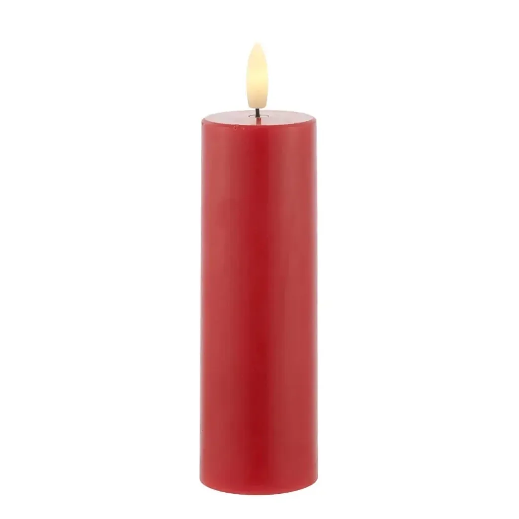 Vosková LED svíčka Sille Ø 5 × 15 cm, červená, interiér, 2× AA