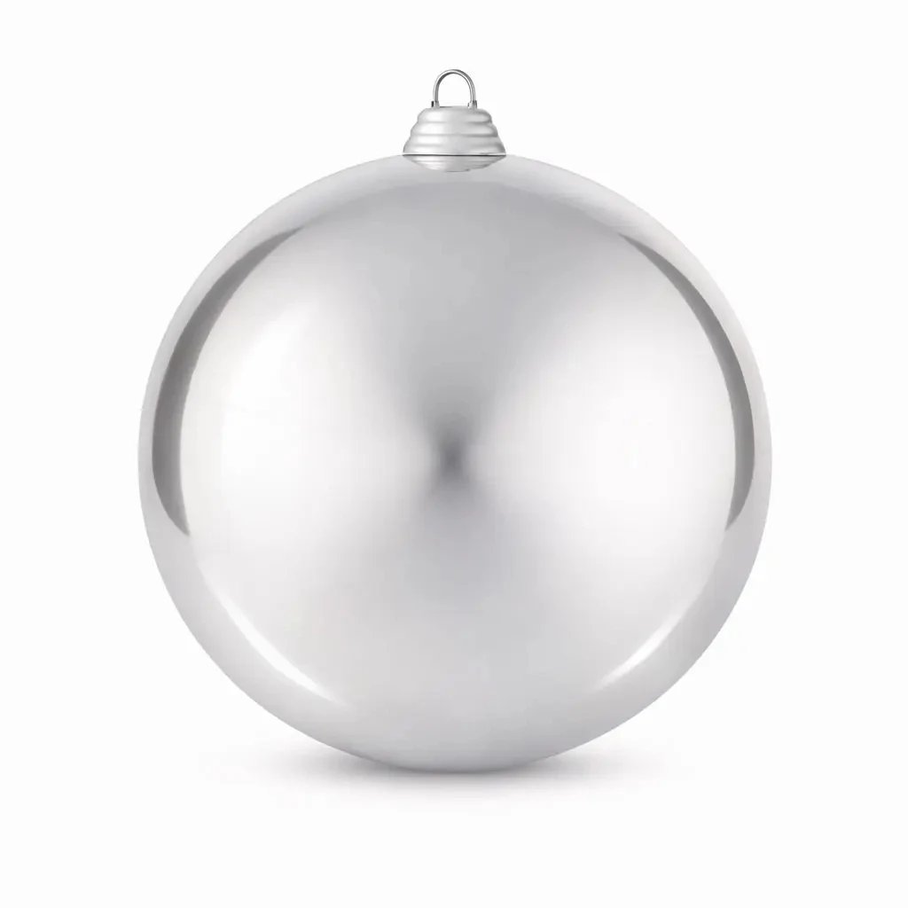 Velká vánoční koule 30 cm, stříbrná, lesklá, UV