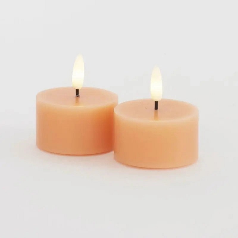 Sada LED voskových čajových svíček Sille Tealight, Ø6 × 3,4 cm, broskvové, 2 kusy