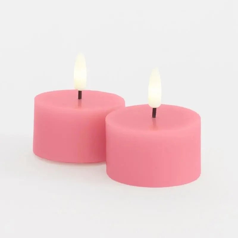 Sada LED voskových čajových svíček Sille Tealight, Ø6 × 3,4 cm, starorůžová, 2 kusy