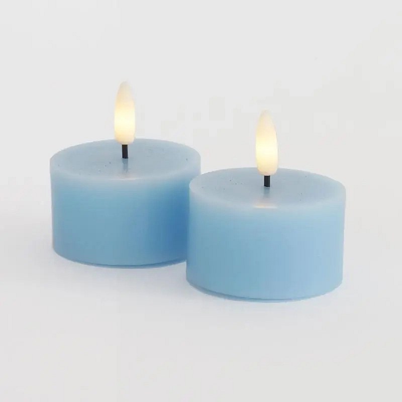 Sada LED voskových čajových svíček Sille Tealight, Ø6 × 3,4 cm, modrá obloha, 2 kusy