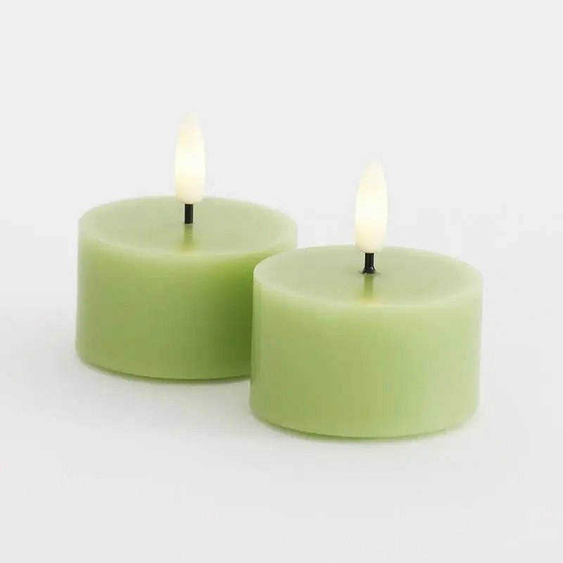 Sada LED voskových čajových svíček Sille Tealight, Ø6 × 3,4 cm, jarní zelená, 2 kusy