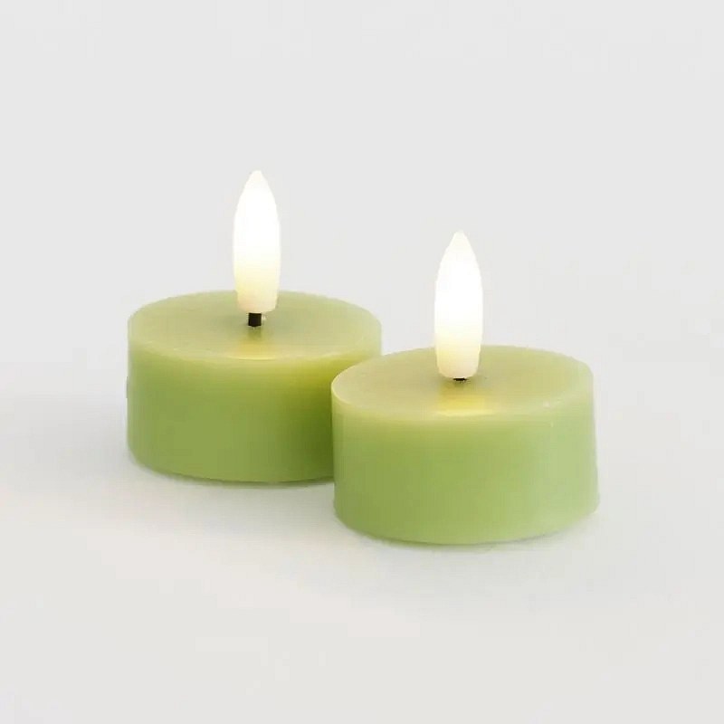 Sada LED voskových čajových svíček Sille Tealight, Ø4,5 × 2,2 cm, jarní zelená, 2 kusy