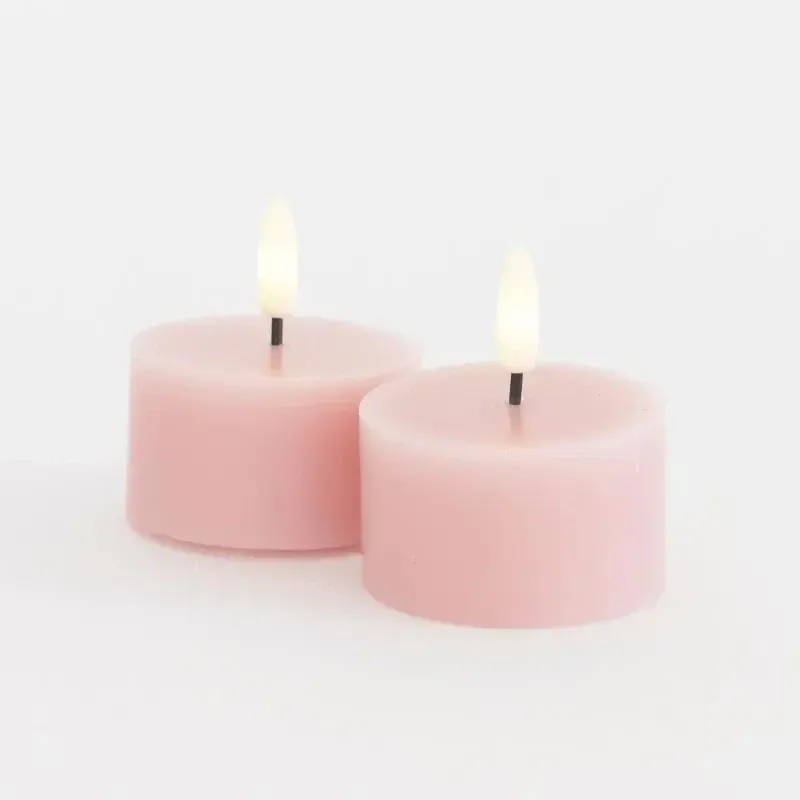 Sada LED voskových čajových svíček Sille Tealight, Ø6 × 3,4 cm, jemně růžová, 2 kusy