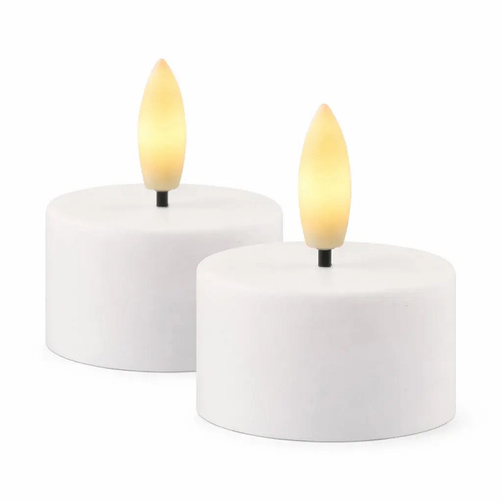 Sada LED venkovních čajových svíček na baterie, Ø4 × 2,2 cm, bílé, CR2450, balení 2 ks
