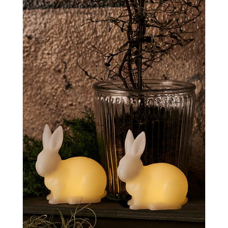 LED svíčka králík, bílá, sada 2 kusy, 10 cm