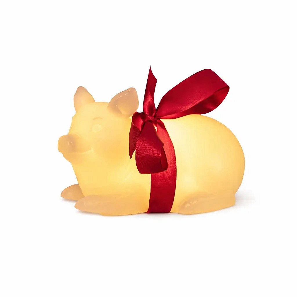 LED svíčka z pravého vosku na baterky prasátko, bílé, 4 × 12 cm, CR2032