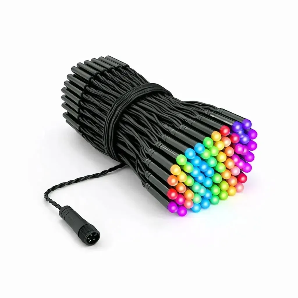 RGB světýlka Twinkly strings PRO 25 m, RGB 250 diod, černý kabel IP67, prodlužovací