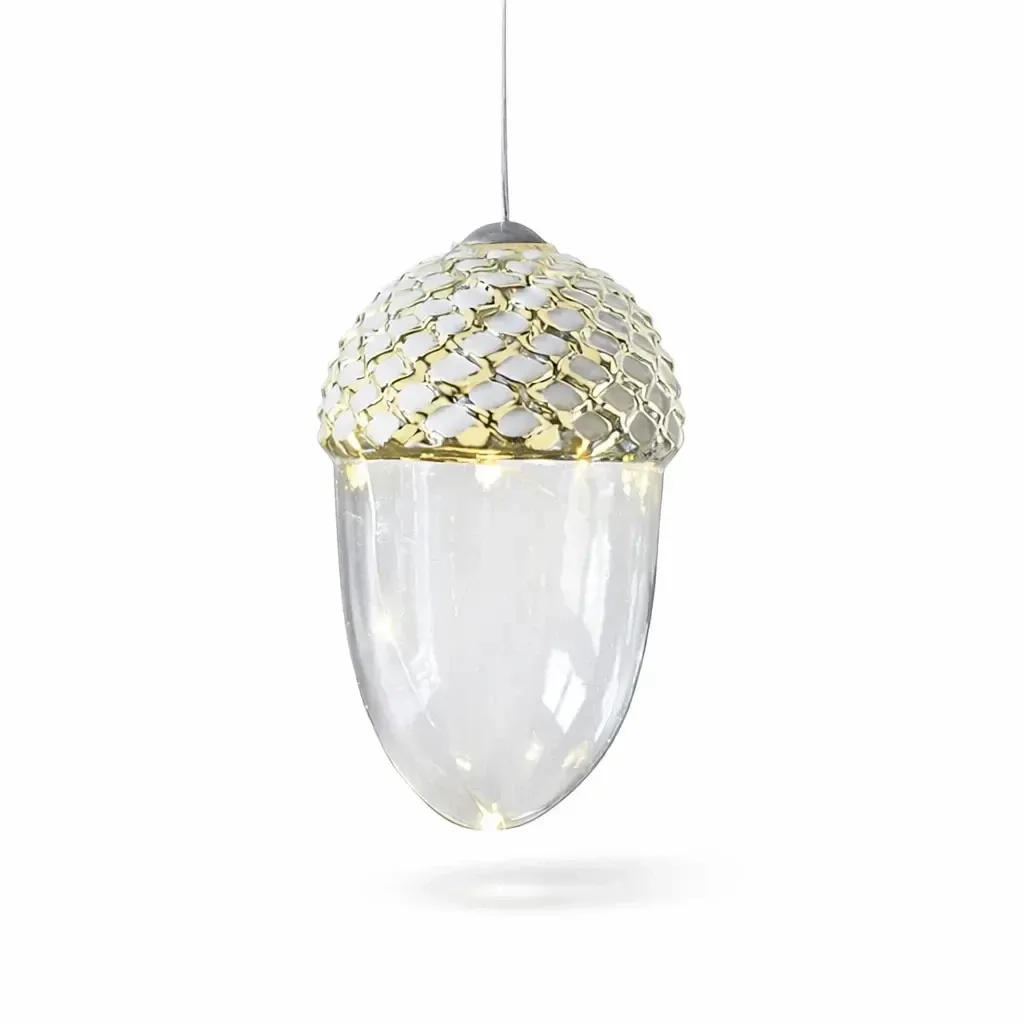 LED svítící dekorace žalud 13 cm, závěsná