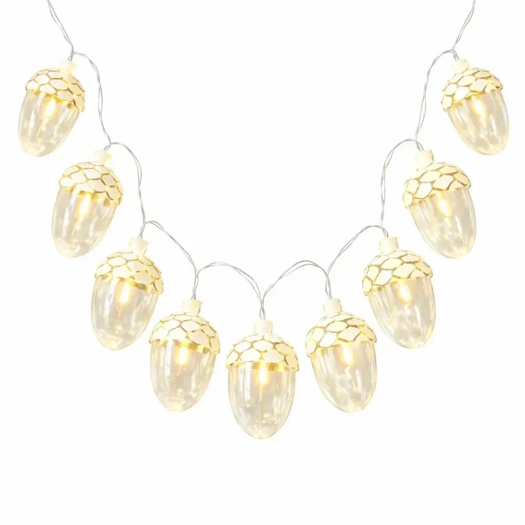 LED svítící žaludy na řetězu, 8 kusů, délka 1,3 m