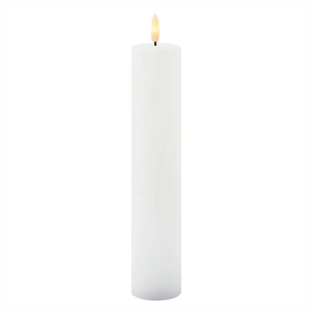 LED svíčka z pravého vosku Sille, 5 × 25 cm, bílá, dobíjecí
