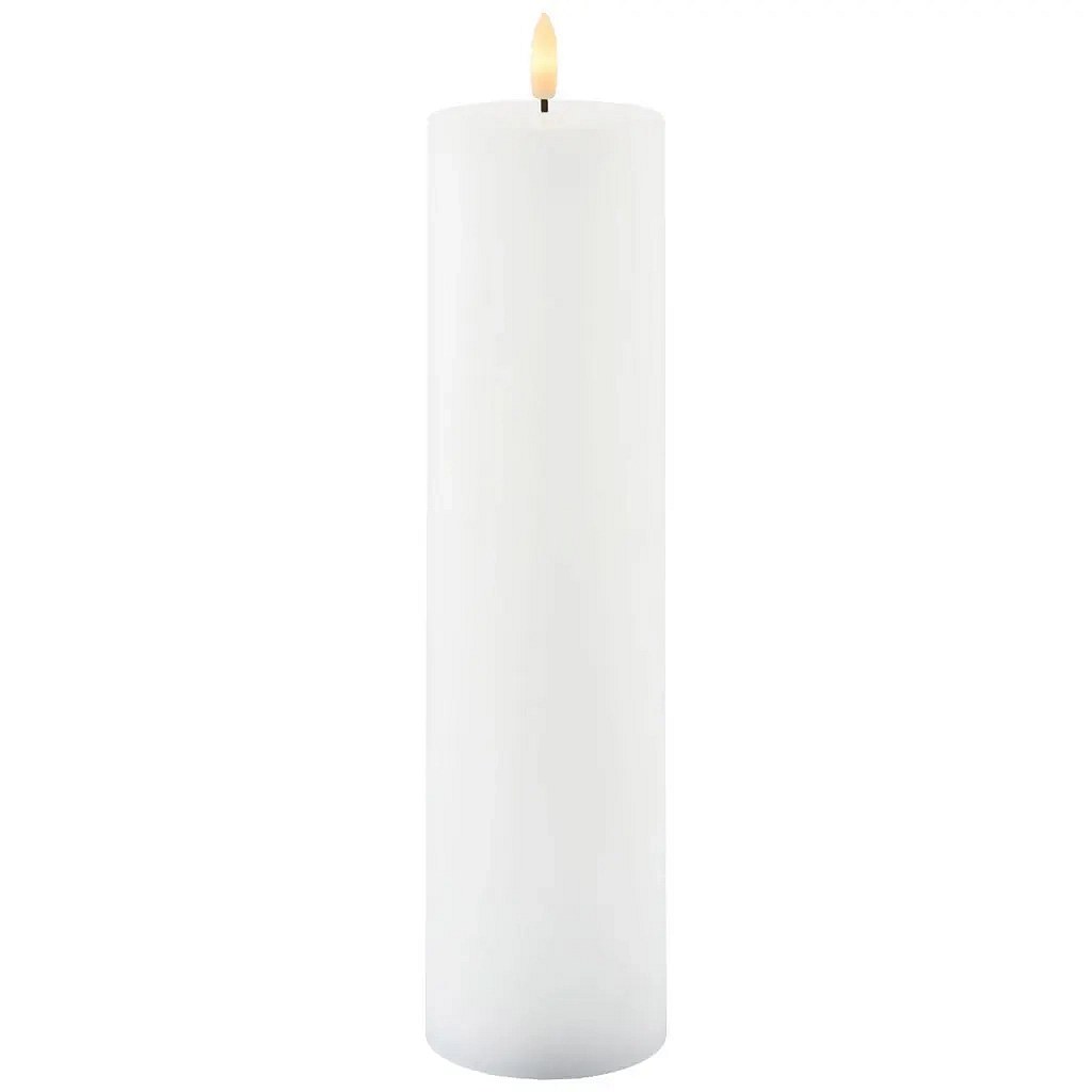 LED svíčka z pravého vosku Sille, 7,5 × 30 cm, bílá, dobíjecí