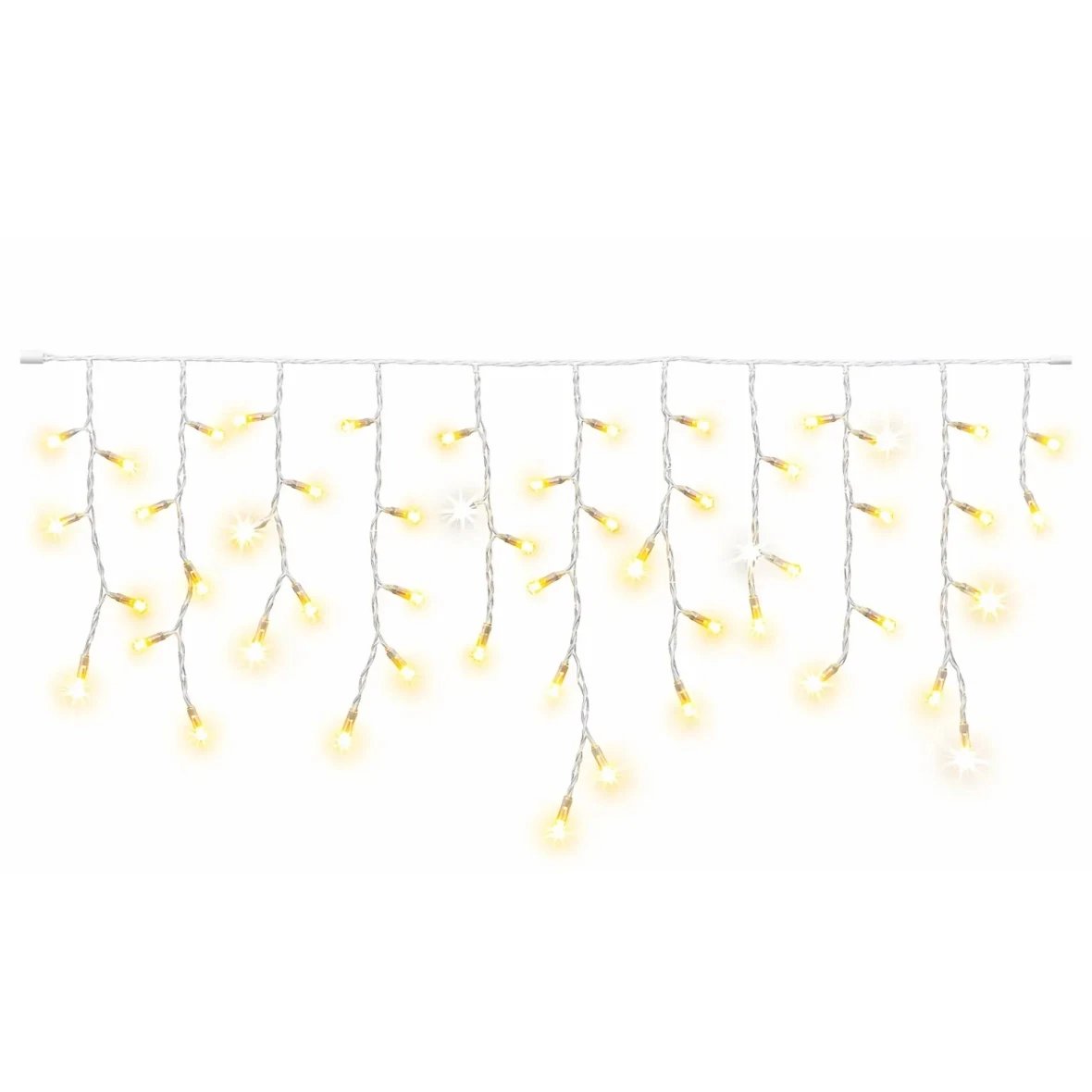 Easy Fix venkovní LED rampouchy světelné krápníky 300 × 50 cm, teple bílá, 114 diod, bílý kabel IP67, prodlužovací