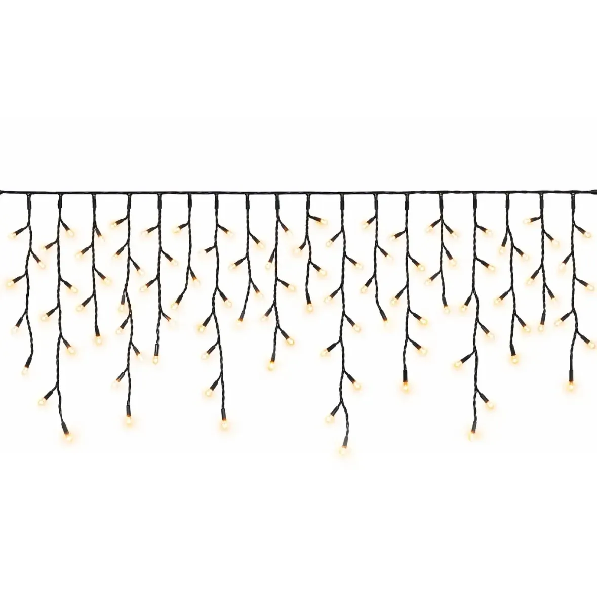 Easy Fix venkovní LED rampouchy světelné 300 × 50 cm, teple bílá, 114 diod, černý kabel IP67, prodlužovací