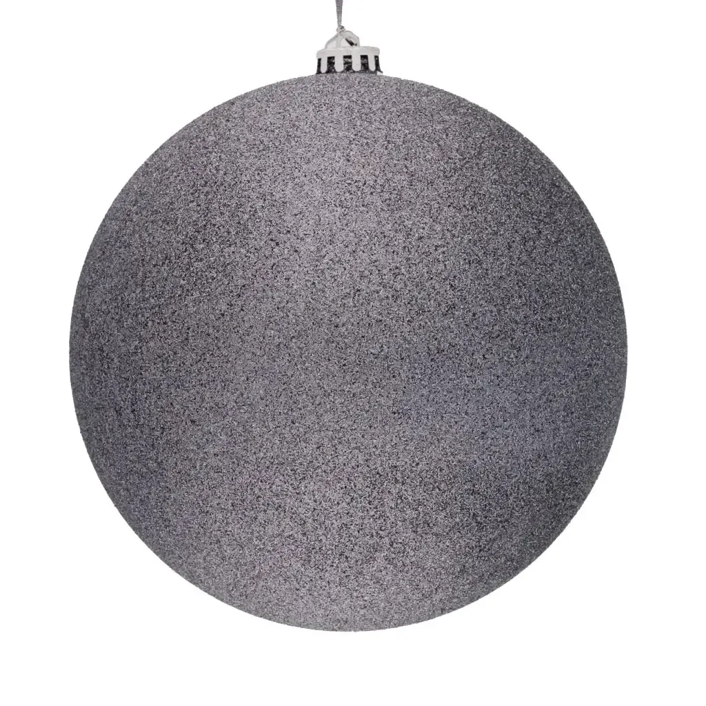 Velká vánoční ozdoba šedá glitter 30 cm plastová koule