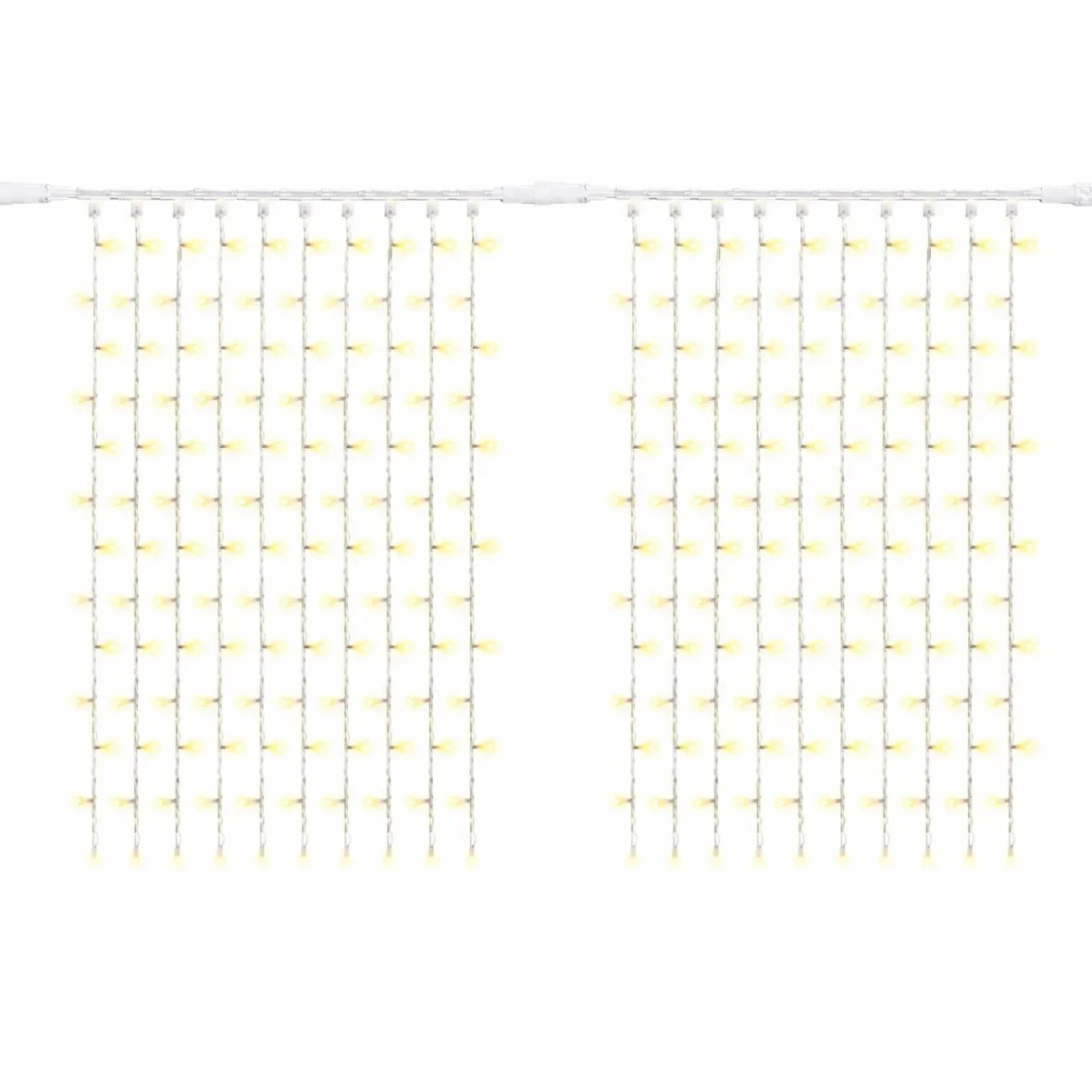 Easy Fix LED závěs světelný venkovní 200 × 150 cm, teple bílá s FLASH, 300 diod, bílý kabel IP67, prodlužovací