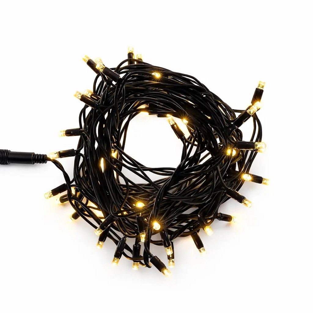 LED světelný řetěz 20 m, 36 V, 120 diod, teple bílá, černý kabel IP67, Eco Fix