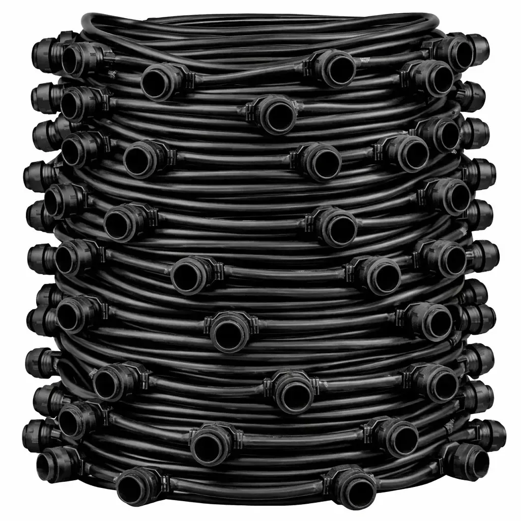 Easy Fix světelná girlanda 50 m pro 100 žárovek E27, černý kabel IP67, prodlužovací, bez žárovek