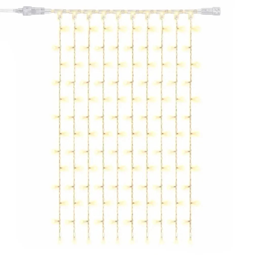 Easy Fix LED světelný závěs interiér 100 × 300 cm, teple bílá, 300 diod, 10 pramenů, čirý kabel IP20, prodlužovací