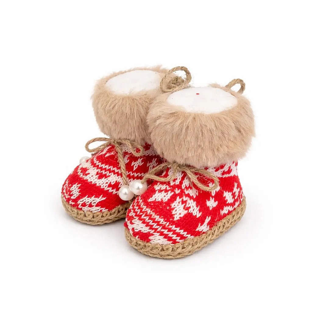 Vánoční ozdoba na stromeček sněhule, 10 × 8,5 × 8 cm, textil, IP20, k zavěšení, červená