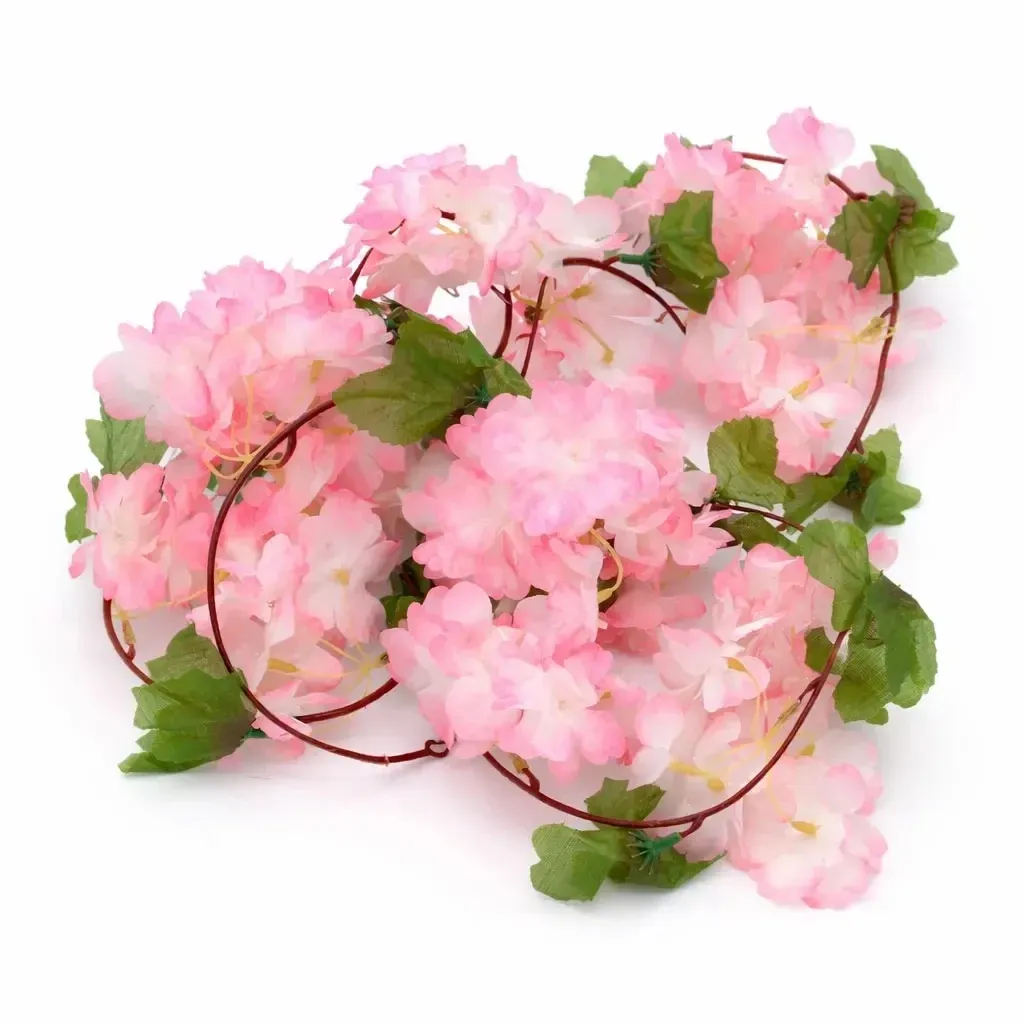 Jarní dekorace girlanda květinová 220 × 15 cm růžová, sakura