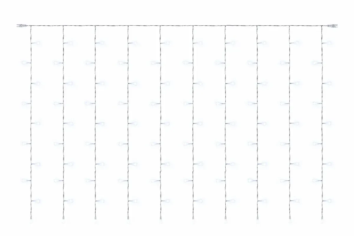 Hobby Line LED světelný závěs do okna 200 × 100 cm, ledově bílá, 100 diod, čirý kabel IP20 do interiéru, prodlužovací