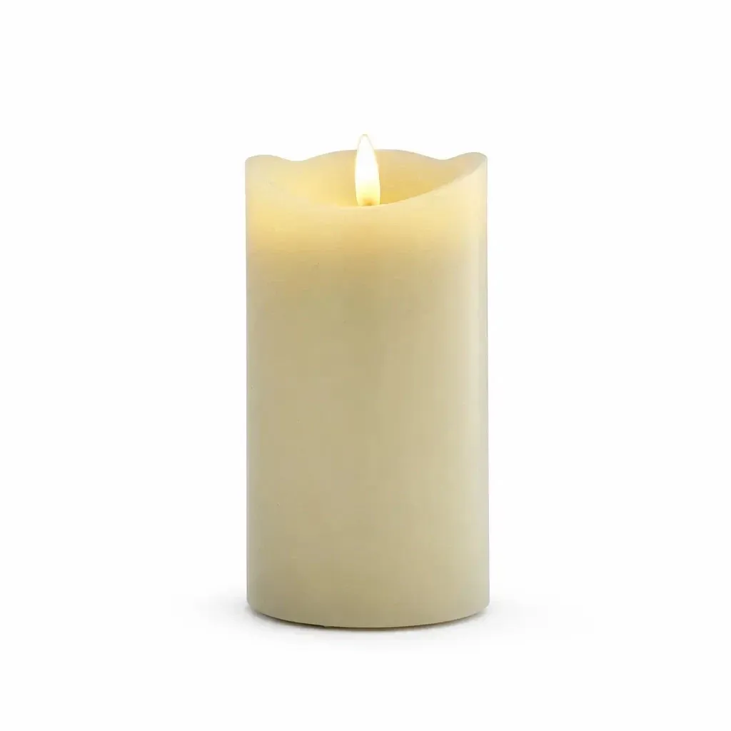 LED svíčka z pravého vosku 8 × 10 cm, mandlová
