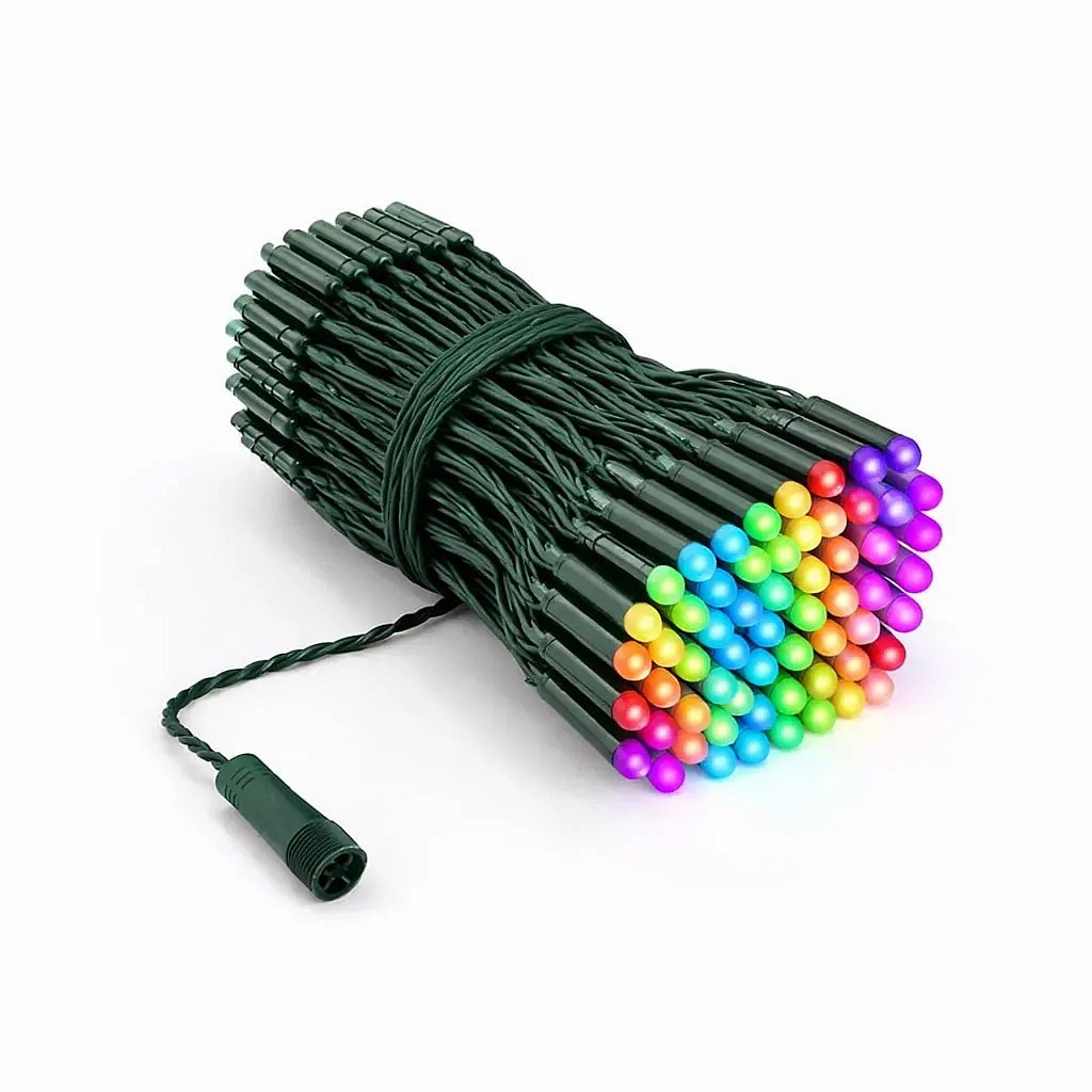 RGB světýlka Twinkly strings PRO 25 m, RGB 250 diod, tmavě zelený kabel IP67, prodlužovací