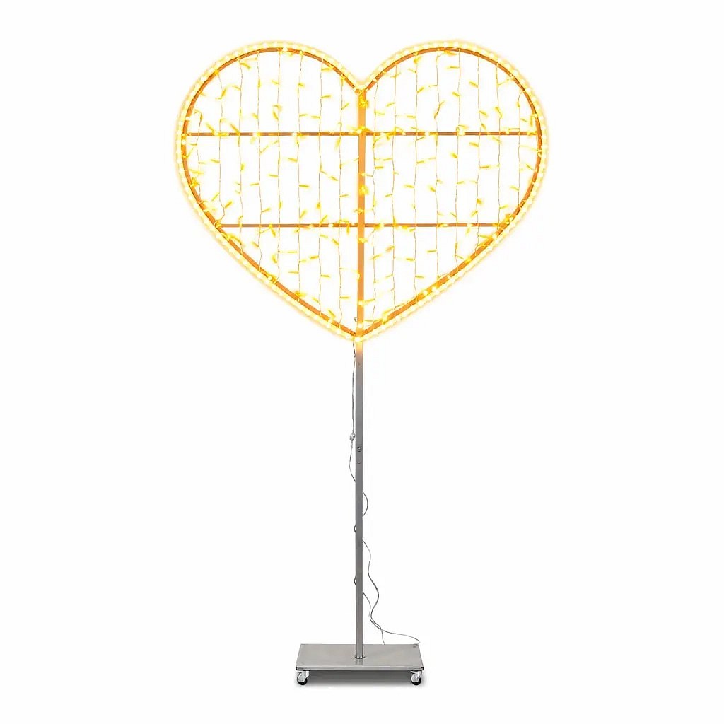 2D LED světelné srdce, teple bílá, 120 × 285 × 60 , 36 V, 11 W, 7,5 kg, stojící