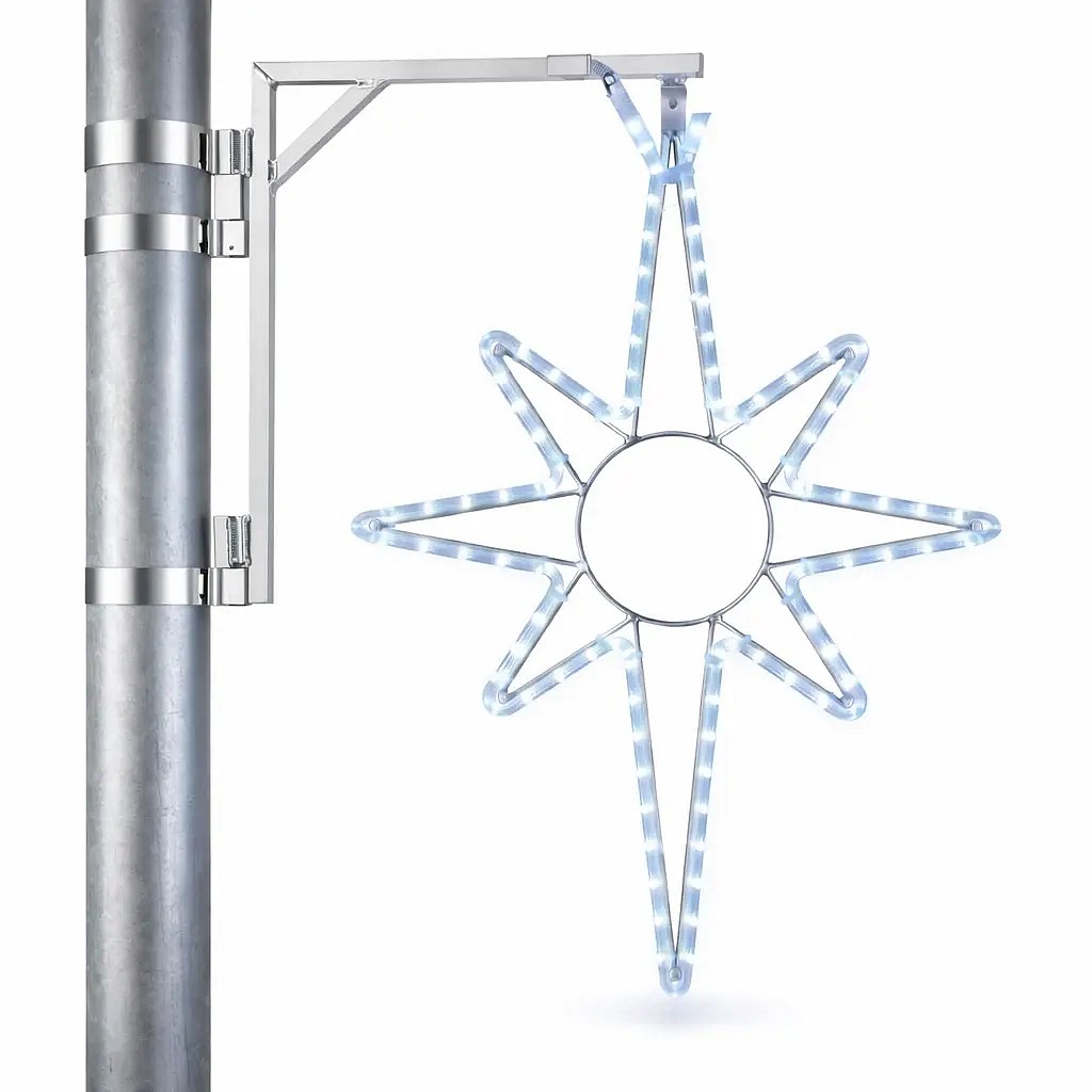 Easy Fix 2D LED světelná hvězda na VO sloupy 39 × 51 cm, ledově bílá, IP67