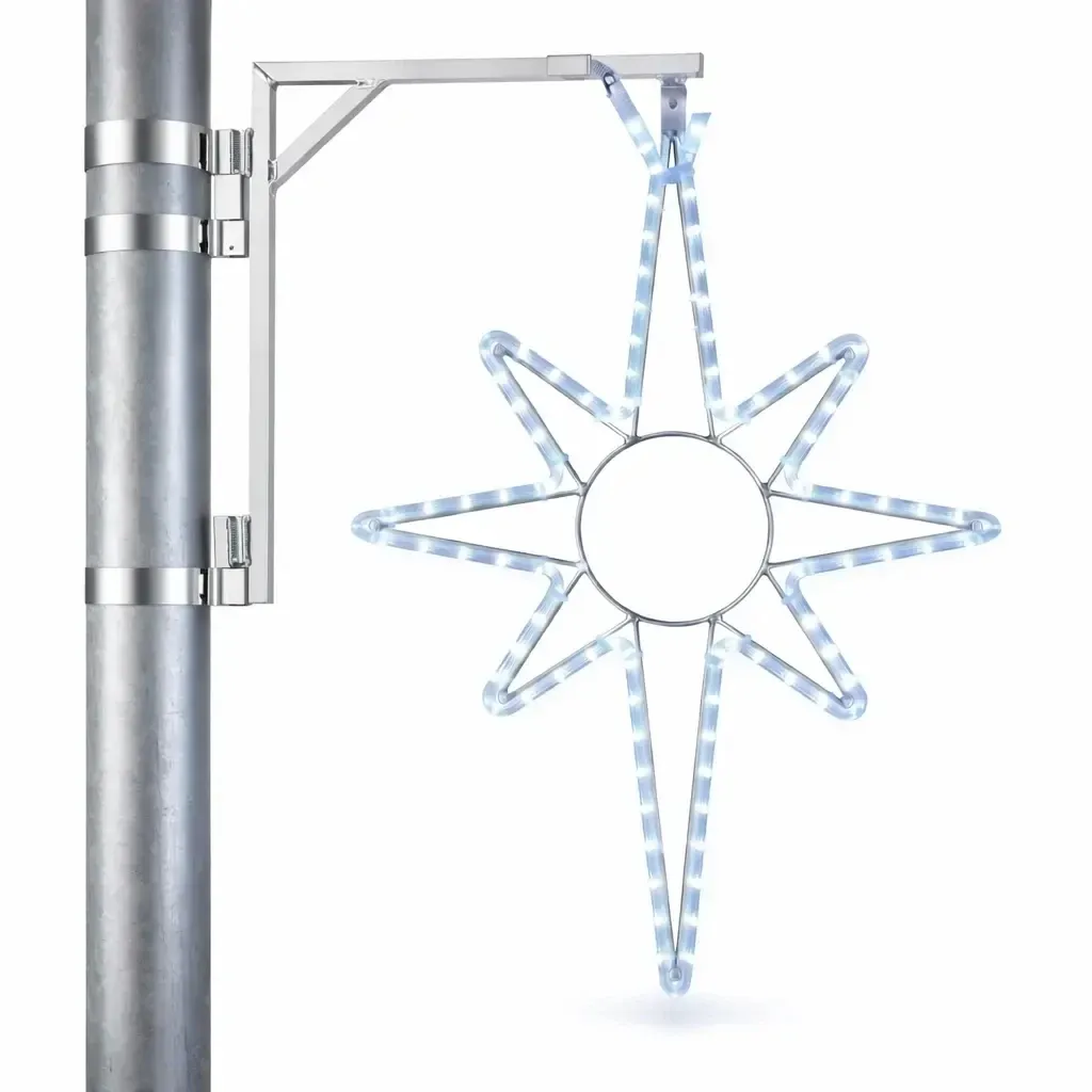 Easy Fix 2D LED světelná hvězda na VO sada, 45 × 70 cm, ledově bílá, IP67 hliník