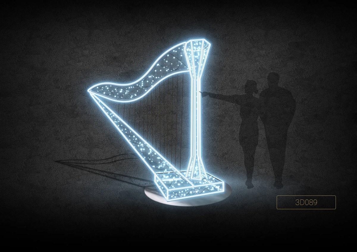 Easy Fix 3D LED světelná harfa 100 × 180 cm, ledově bílá, 230 V, 135 W, 15 kg, 1 díl