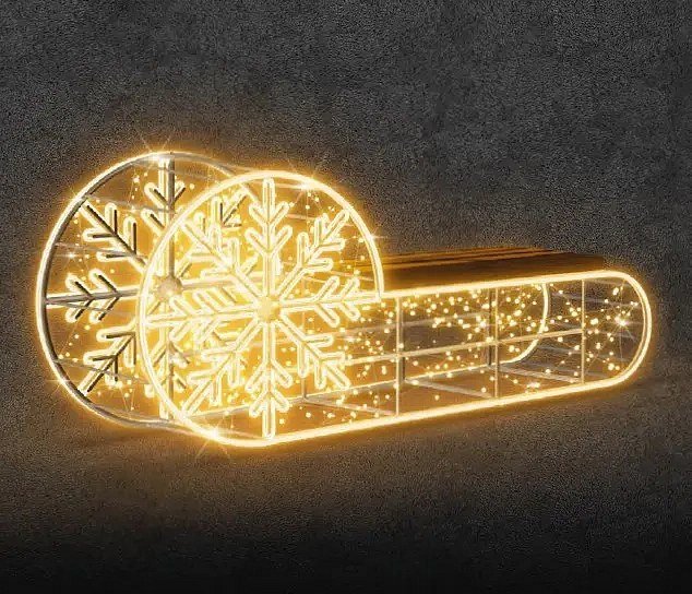 Easy Fix 3D LED světelné saně, 250 × 90 × 50 cm, teple bíla, stojící, hliník