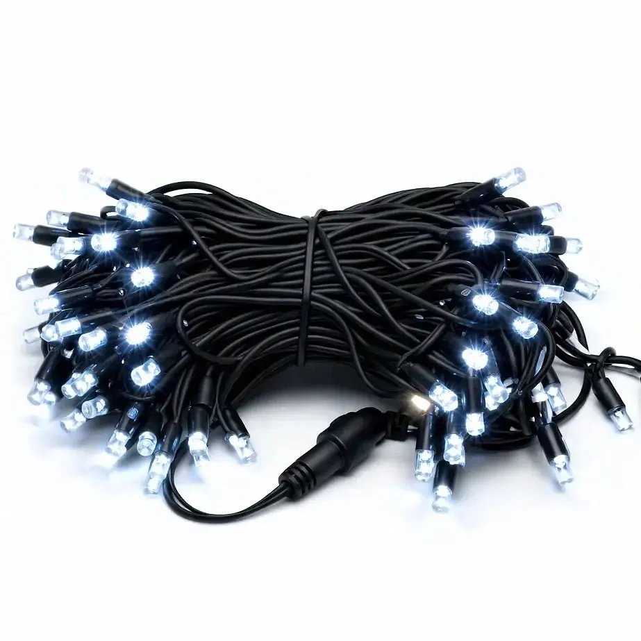 Easy Fix LED světelný řetěz, 5 m, venkovní, kontura, ledově bílá, 60 diod, černý kabel, IP44