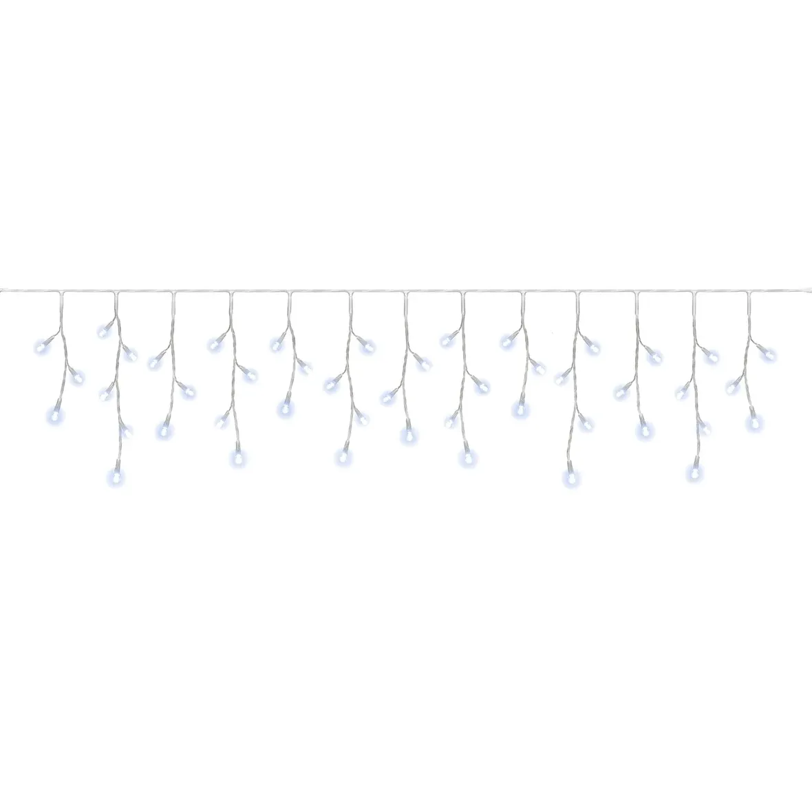 Easy Fix Outdoor LED Icicle Lights, 300 × 50 cm, Ice White, 114 LEDs, White Cable, IP67, Extension Cord