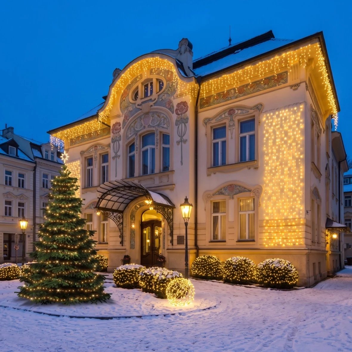 Vánoční sada Resort pro hotely, secesní hotel v lázeňském městě