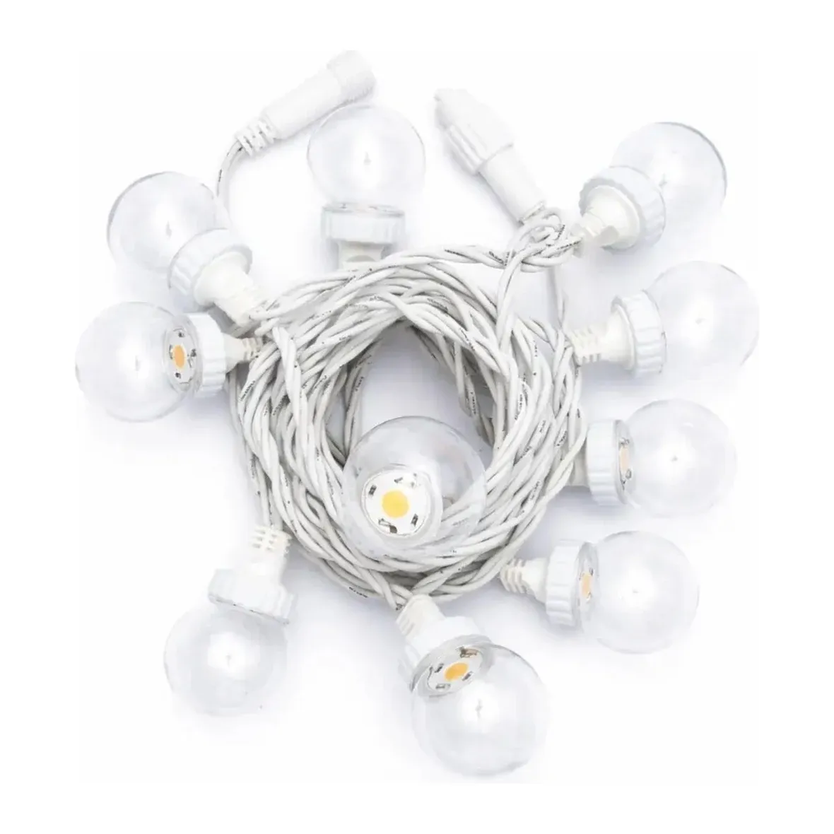 Easy Fix LED party osvětlení, 5 m, venkovní, 10 transparentních kouliček, 70 teple bílých diod, bílý kabel, IP67, prodlužovací