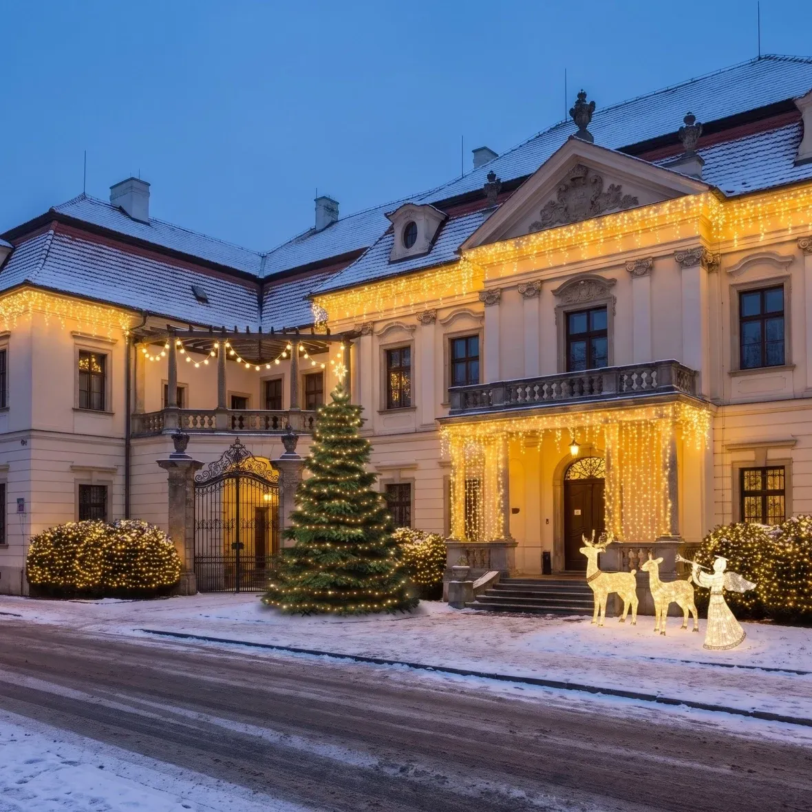 Vánoční sada Velký vchod a zahrada pro hotely, zámecký hotel v Čechách