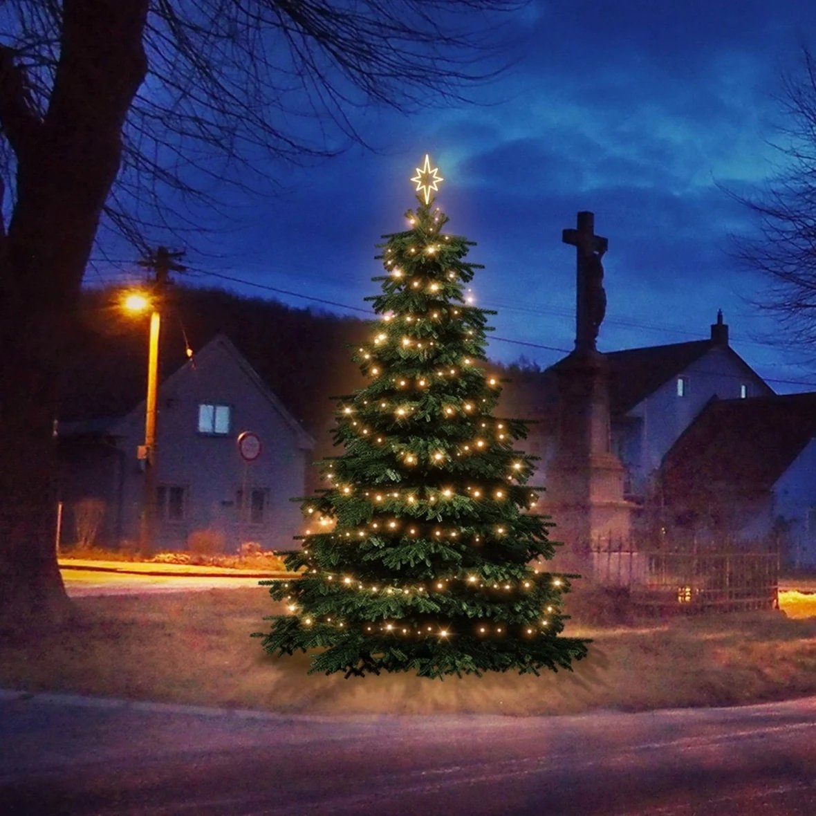LED světelná sada na vánoční stromy vysoké 3–5 m, teplá bílá