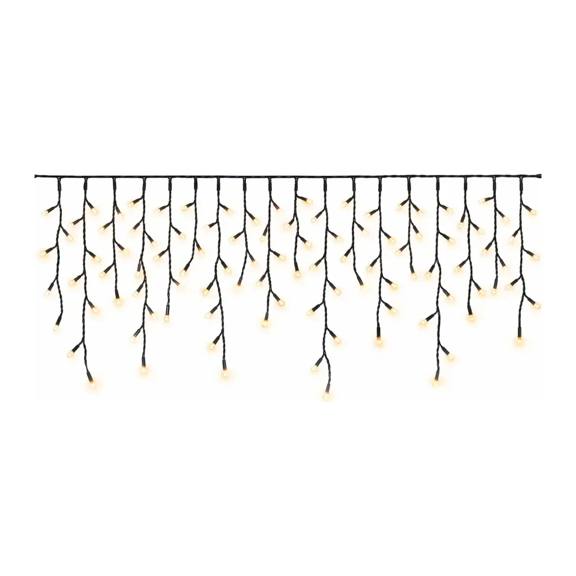 Easy Fix venkovní LED rampouchy, světelné, 300 × 50 cm, teple bílá, 114 diod, černý kabel, IP67, prodlužovací
