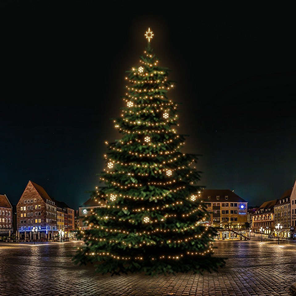 LED světelná sada na vánoční stromy vysoké 21-23 m, teplá bílá s dekory EFD02W