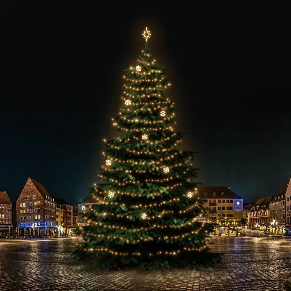 LED světelná sada na vánoční stromy vysoké 21-23 m, teplá bílá s dekory DZX1EFD02W