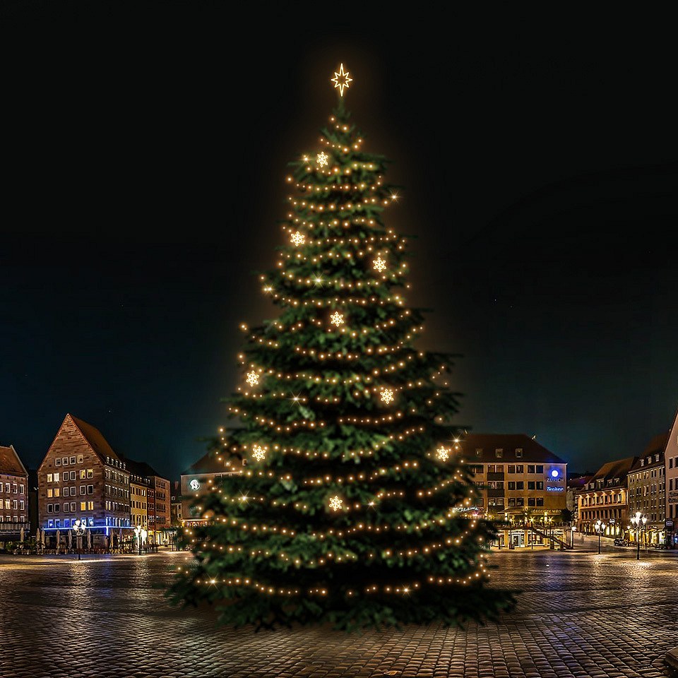 LED světelná sada na vánoční stromy vysoké 21-23 m, teplá bílá s dekory EFD05W