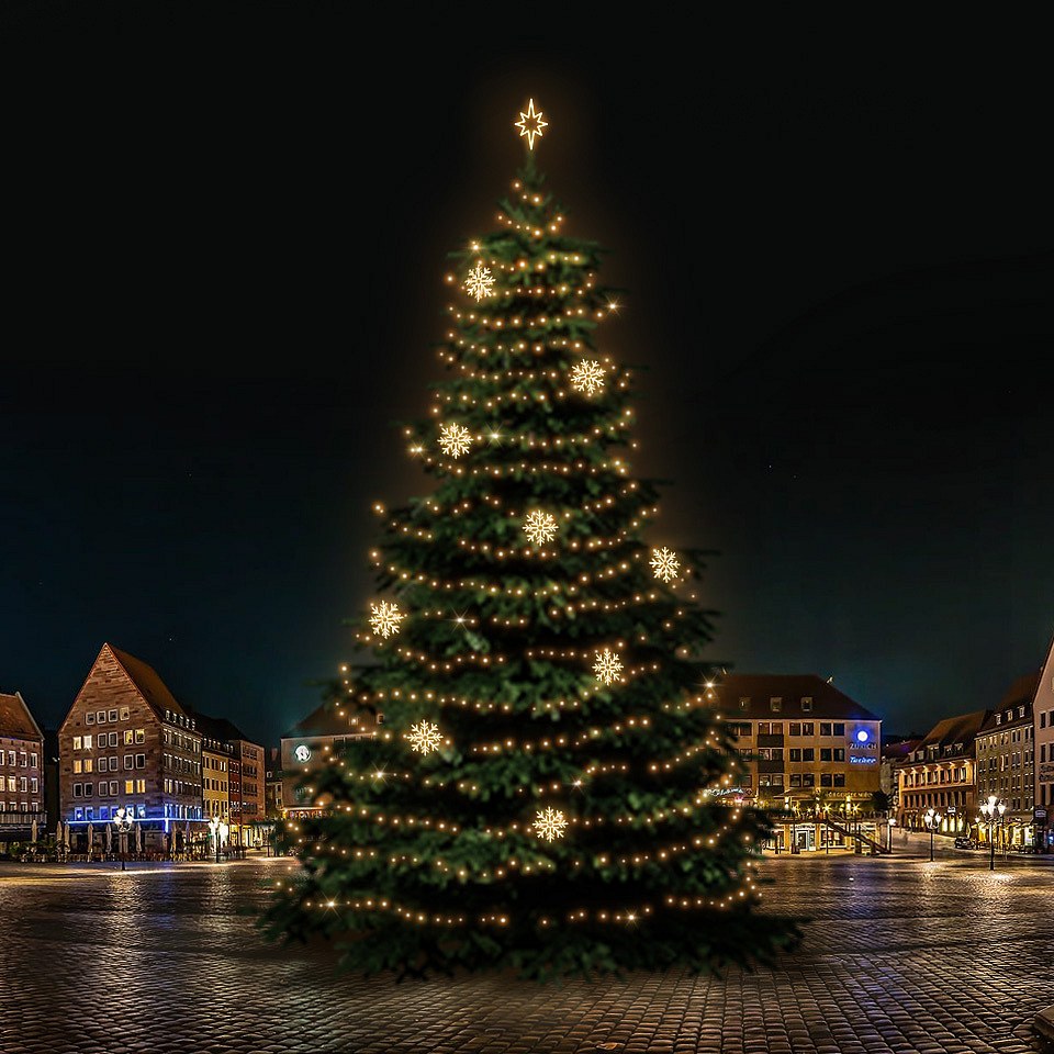 LED světelná sada na vánoční stromy vysoké 21-23 m, teplá bílá s dekory EFD08W