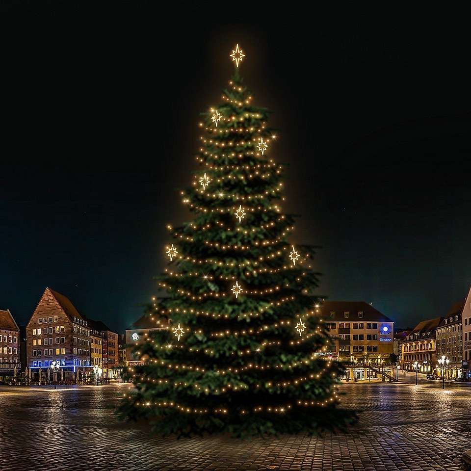 LED světelná sada na vánoční stromy vysoké 21-23 m, teplá bílá s dekory DZ141WS3
