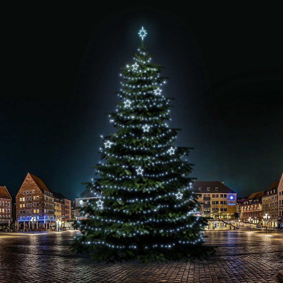 LED světelná sada na vánoční stromy vysoké 21-23 m, ledová bílá s dekory DZ115S1