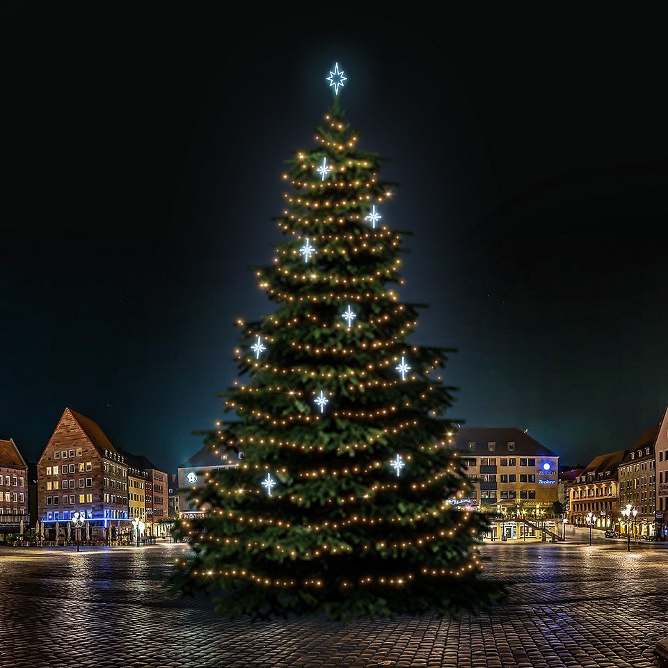 LED světelná sada na vánoční stromy vysoké 21-23 m, teplá bílá s ledově bílými dekory DZ113S4